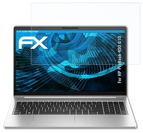 atFoliX Schutzfolie kompatibel mit HP ProBook 450 G10 Folie, ultraklare FX Displayschutzfolie (2X)