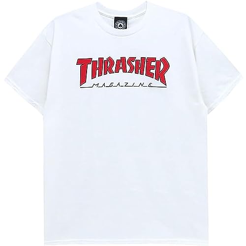 Thrasher Outlined T-Shirt - Weiß/Rot, Weiß/Rot, XL