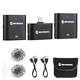 SevenOak Wireless Lavalier Microphone, with Noise Cancellation/Mute, Lapel Wireless Mic with Stereo/Mono for iPhone iPad Video Recording Interview Vlog Live Stream SKM-S2 D (2 Transmitter +1Receiver)