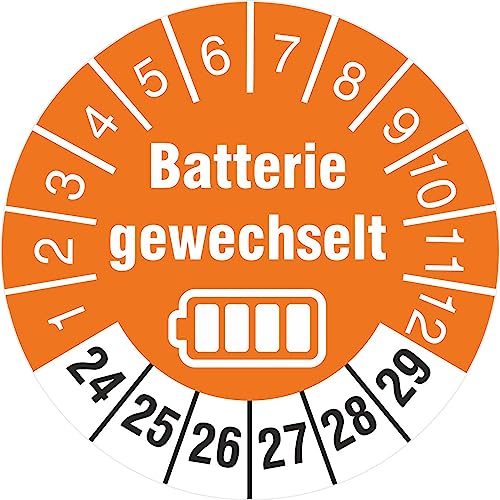 500 Prüfetiketten Batterie gewechselt 30 mm Batteriewechsel durchgeführt 2020-2025