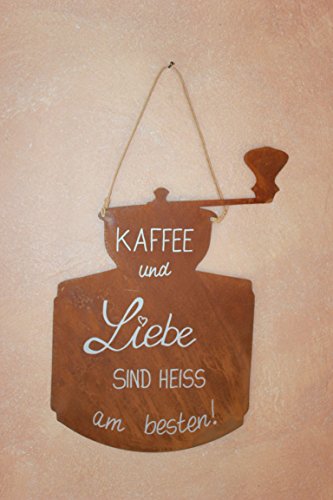 BADEKO Schild Kaffee incl. Beschriftung, Tafel aus Metall Edelrost beschriftet 40 x 25 cm