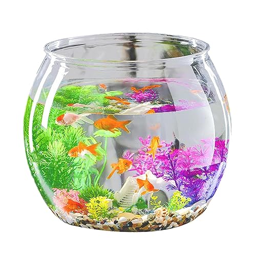 Kleines Goldfischaquarium | Kleine klare runde Fischschale für den Tisch | Mini-Fischbehälterschale für Tischplatte, Büro, Wohnzimmer Stronrive