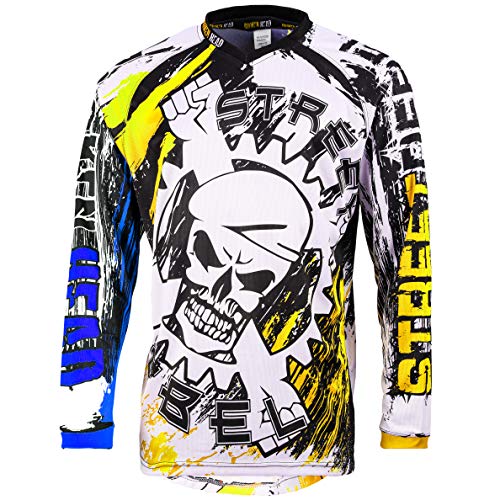 Broken Head MX Jersey Street Rebel Blau-Gelb - Langarm Funktions-Shirt Für Moto-Cross, BMX, Mountain Bike, Offroad - M