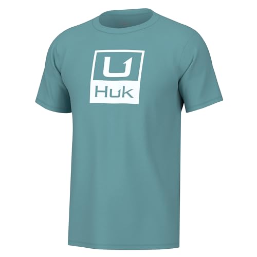 HUK Standard Kurzarm-Performance-T-Shirt für Herren, gestapeltes Logo, Marinenblau, Huk Gestapeltes Logo, Marineblau, Small