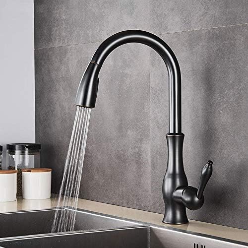 Schwarz-Bronze-Auszieh-Küchenarmatur, Einhebelmischer, 360-Grad-Drehung, Für Badezimmer, Küche, Wasserhahn, Kalt, Heiß, Küchenarmatur