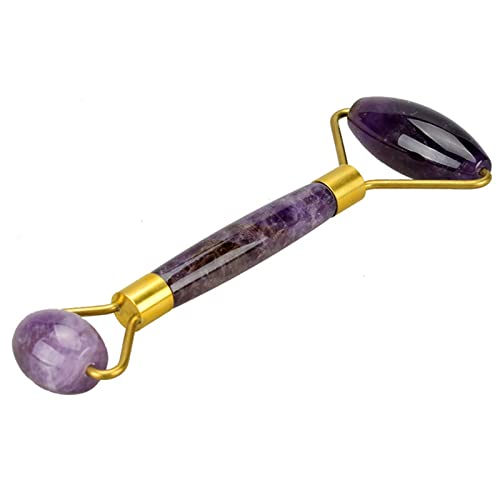 Amethyst Stein Gesichtsmassagegerät Lila Jade Roller Scraping Tool Abnehmen Massage Tools 1Stk (Color : Roller with box)