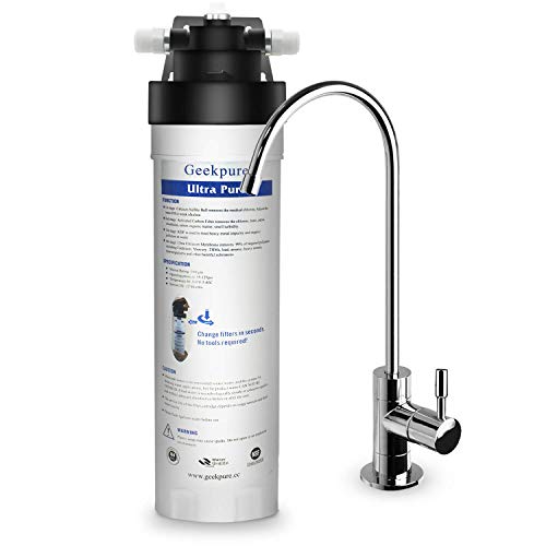 Geekpure 4-Stufen Ultra Reines Hochleistungs Direktanschluss Trinkwasserfiltration System Unter Spüle - 0,01 Mikron