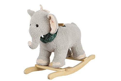 Sweety Toys 7110 Schaukeltier Schaukelpferd Elefant grau mit Halstuch mit Lullaby Musik