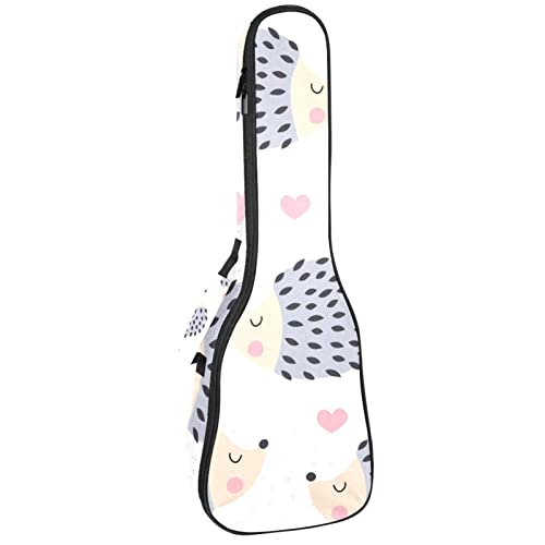 Ukulelen-Tasche, niedliches Cartoon-Tier-Igel-Herz, Ukulelen-Gigbag mit verstellbaren Riemen, Ukulelen-Abdeckung, Rucksack