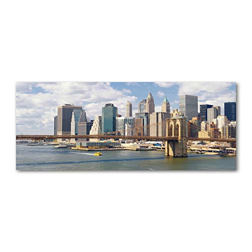 Tulup Glas-Bild 125x50cm - Wandbild Glas Wandkunst - Wandbild gehärtetem Sicherheitsglas - Dekorative Wand Küche Wohnzimmer - Manhattan New York