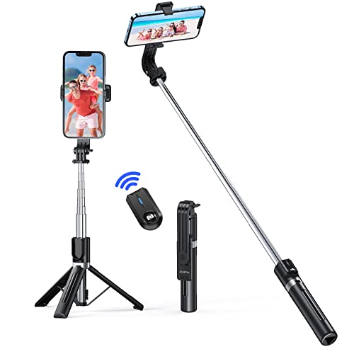ATUMTEK Selfie-Stick 100CM 3 in 1 Selfie Stick Bluetooth Teleskop Selfie Stick Stativ mit Abnehmbarer Fernbedienung Telefon Stativ für iPhone 13 Pro Max, Samsung und andere Smartphones