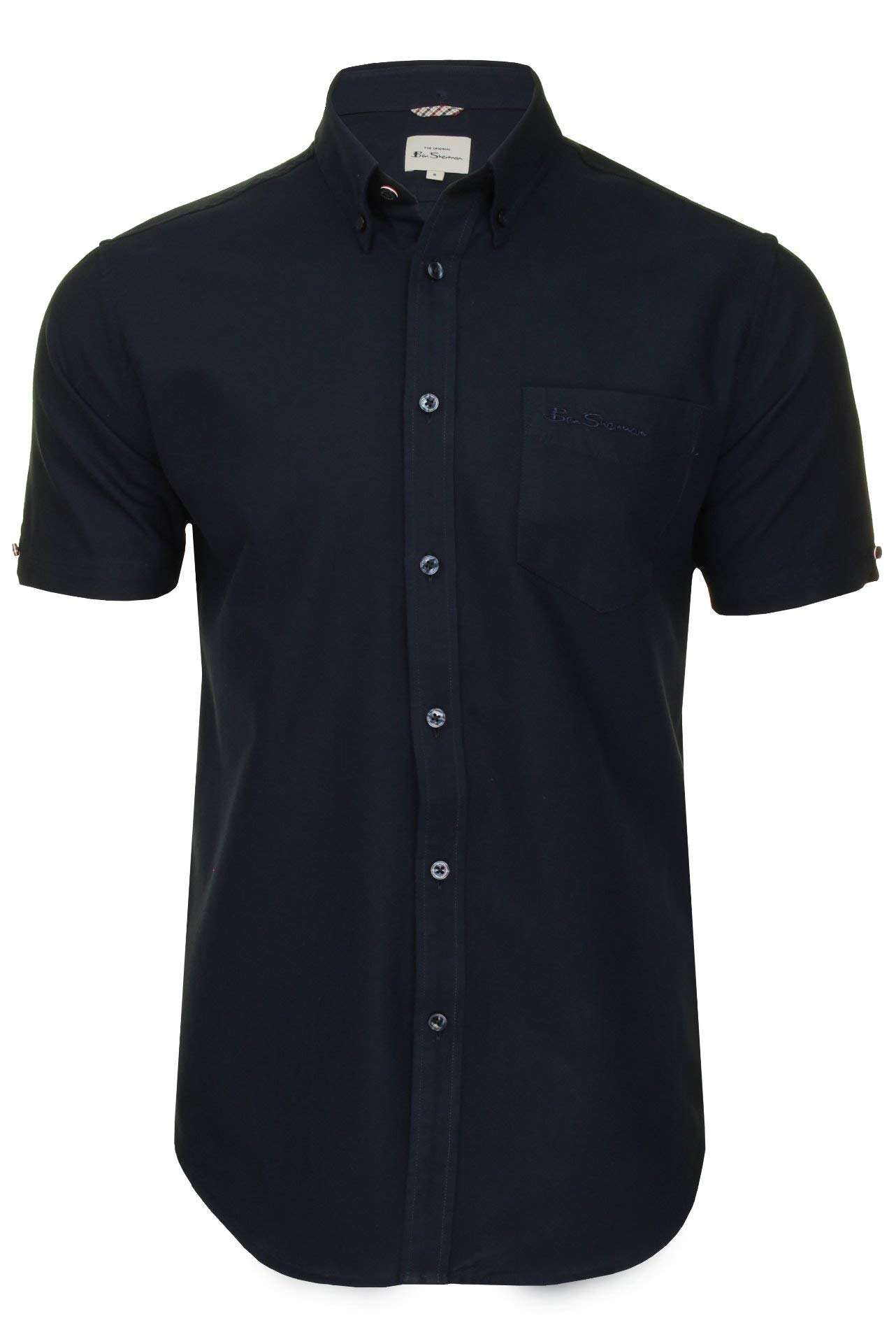 Ben Sherman Herrenhemd mit Button-Down-Kragen, Oxford-Gewebe, kurzärmlig (Dark Navy (Embroidered Pocket Logo)) L
