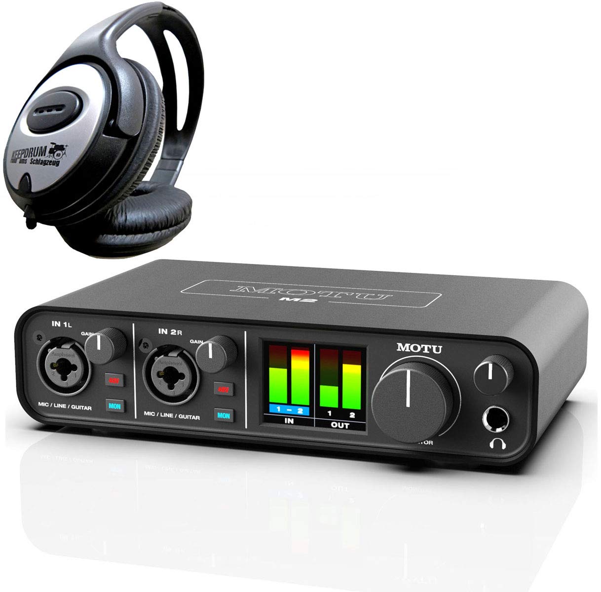 MOTU M2 USB 2-Kanal Audio-Interface + keepdrum Kopfhörer