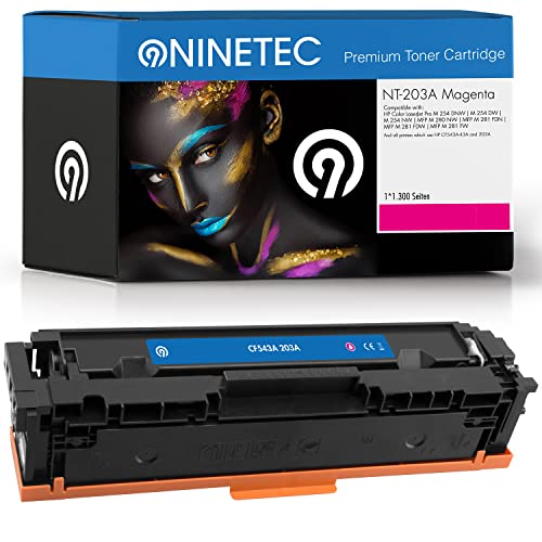 NINETEC NT-203A Magenta 1 Toner kompatibel mit HP CF543A CF-543A 203A Magenta 1.300 Seiten | Für Color Laserjet Pro m254dnw m254dw m254nw MFP m280nw m281fdn m281fdw m281fw