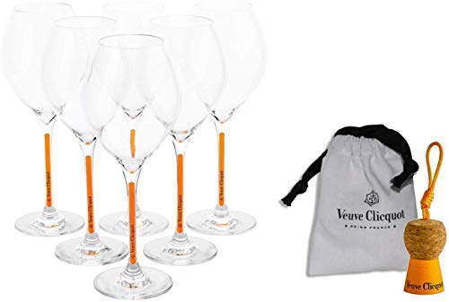 Veuve Clicquot Champagner Gläser Prestige Box Set Yellow Glas (6 Stück) + Schlüsselanhänger