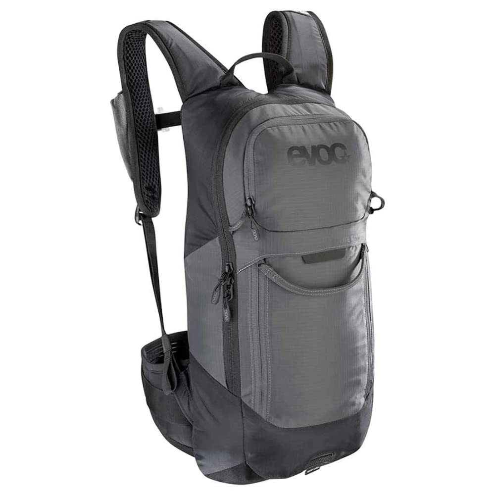 EVOC FR LITE RACE 10 Protektor-Rucksack ideal für Enduro-Rennen, Backpack (Fahrradrucksack mit LITESHIELD BACK Rückenprotektor, LITESHIELD SYSTEM AIR, Werkzeugfach, Größe: S), Carbon Grey/Black