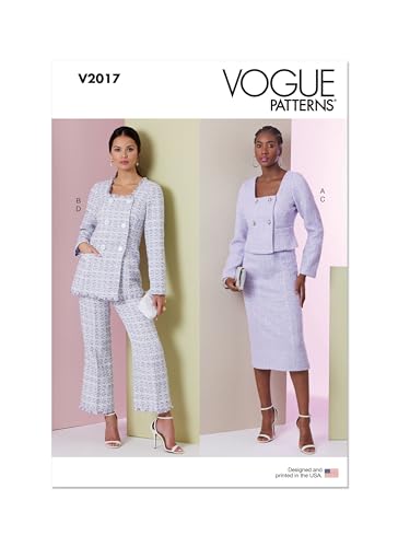 Vogue V2017Y5 Damenjacke in zwei Längen, Rock und Hose, Y5 (46-50-52-54)
