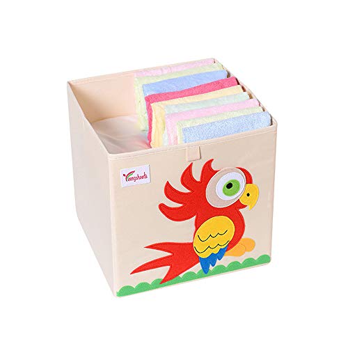 CULASIGN Aufbewahrungsbox und Organisator für Kinderspielzeug,Cartoon Aufbewahrungswürfel Leinwand Faltbare Spielzeug Aufbewahrungsbox mit Griffen (Papagei)