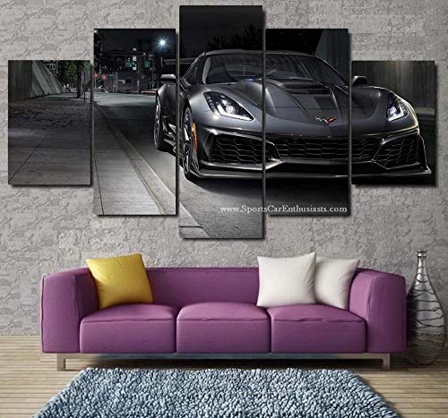 3D Bilder Leinwandbilder 5 Teile XXL Chevrolcar Corvette 5 Teilig Bilder - Leinwand Bilder - Wandbilder XXL - Kunstdruck auf Leinwand - Wandkunst - für Zuhause Büro