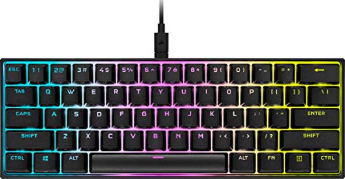 Corsair K65 RGB Mini 60% mechanische Gaming-Tastatur (personalisierbare Per-Key RGB Hintergrundbeleuchtung, Cherry MX Red mechanische Tastenschalter, abnehmbares USB-Typ-C-Kabel, AXON Hyper-Processing Technology) schwarz