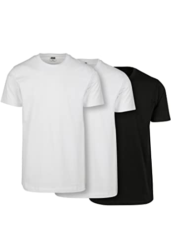 Urban Classics Herren Basic Tee 3-Pack T-Shirt, Mehrfarbig (White/White/Black 02254), XXXXX-Large (Herstellergröße: 5XL) (3er Pack)