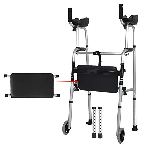 Rollator Walker mit Sitz und Rädern, höhenverstellbarer, faltbarer Roll-Walker, aufrechter Rollator für Senioren und Erwachsene (Color : With 2 Wheels)