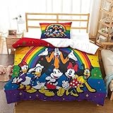 Mickey-Mouse-Bettbezug-Set, Minnie-Mouse-Druck-Bettwäsche-Set, Weiches, Atmungsaktives Bettwäsche-Set, Luxuriöse Weiche Bettwäsche, 1 Bettbezug Und 1 Kissenbezüge, 135X200cm