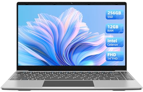Jumper Laptop 14 Zoll IPS Full HD, (12 GB DDR4 256 GB SSD) Intel Quad-Core-Prozessor Laptop, Bluetooth 4.0, 1920 x 1080, 2,4G/5G WiFi, Typ-C, Mini HDMI, grau
