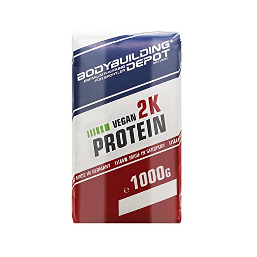 Bodybuilding Depot® - Veganes Proteinpulver 1kg, Vegan 2k, Umweltfreundlich in Papier verpackt, 100% pflanzlich, Sehr gute Löslichkeit, Natürlicher Geschmack (Neutral)