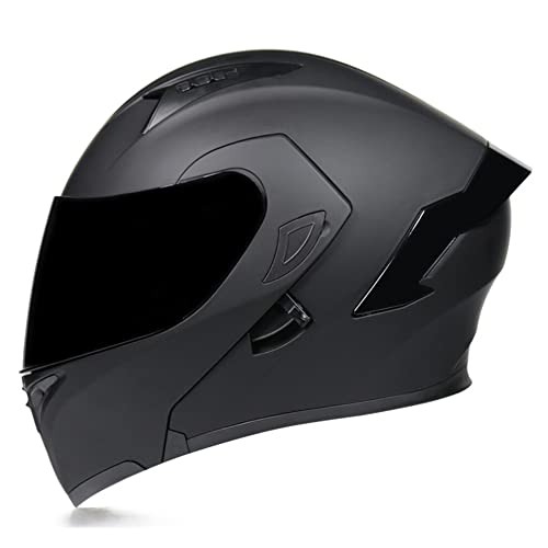 Woljay Integralhelm Klapphelm Motorrad Modularer Helm Motorrad Doppelvisier für Erwachsene Männer Frauen Moped Street Racing DOT/ECE Approved (Mittelgroß, Mattschwarz - Rauchvisier)