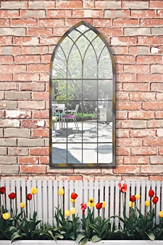 Großer Außenspiegel für Haus und Garten, rustikales Gothic-Design, 115 x 50 cm