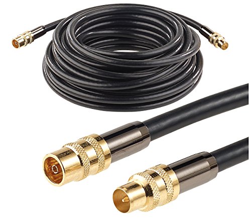 auvisio TV Kabel: Premium-HDTV-Antennenkabel, Koaxial-Stecker, 10 m, schwarz, 105 dB (Antennenkabel TV, Antennenkabel Koaxialkabel, Sat Antenne)