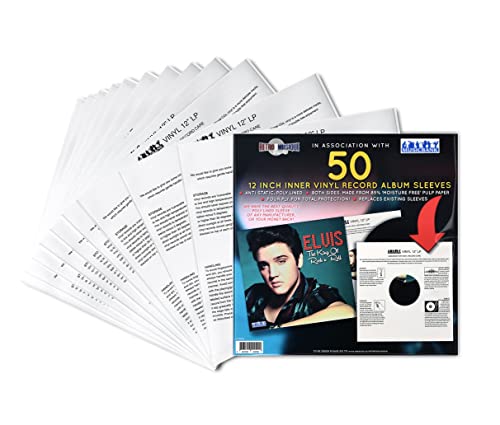 Retro musique 50 Stück x 12 Zoll Innenhüllen aus Vinyl - Schallplattenhüllen - Schützende antistatische Vinyl-Innenhüllen für optimalen Schutz Ihrer LPs, 50 Packungen 30,5 cm (innen), Packorganizer