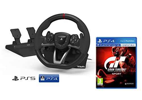 Lenkrad und Pedale Sony Playstation 4, 5 und PC Orig. lizensiert [Neues Modell kompatibel mit Playstation 4/5] + Gran Turismo Sport GT SPORT [Playstation 4/5]