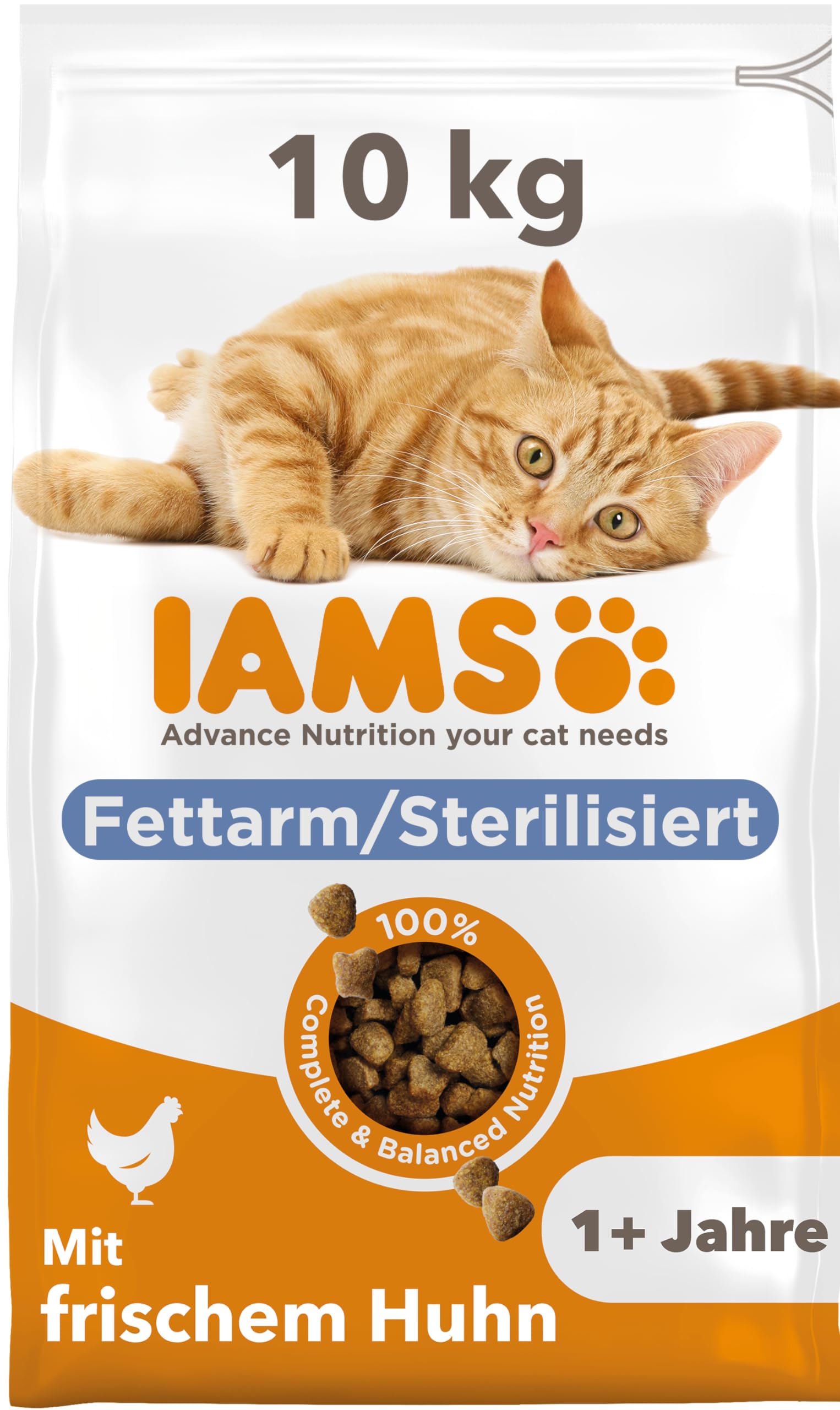 IAMS Sterilised Katzenfutter trocken mit Huhn - Trockenfutter für sterilisierte / kastrierte Katzen ab 1 Jahr, 10 kg