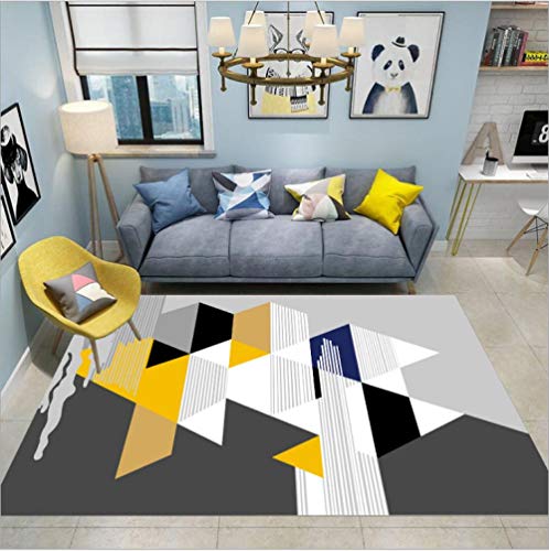 qijidzswyxgs Teppich Modern Designer Wohnzimmer Schlafzimmer Teppich Gelber schwarzer weißer Grauer Blauer geometrischer Teppich 160x280CM