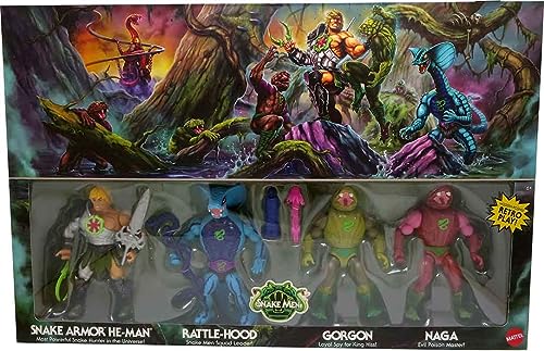 Masters of the Universe Origins Action Figur 4er-Pack: Diabolical Snake Invasion (Snake Armor He-Man, Rattle-Hood, Gorgon, Naga)