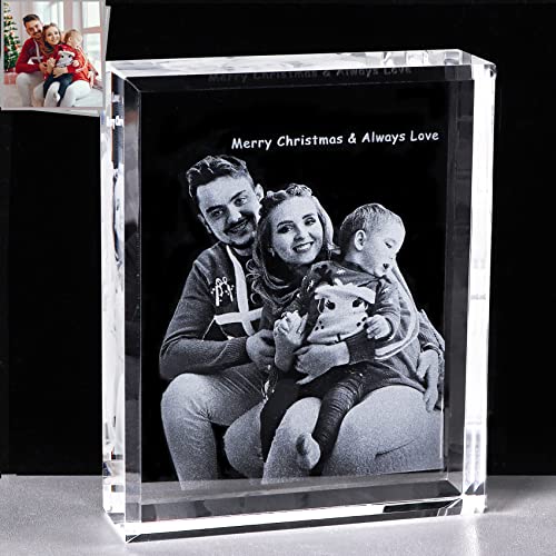 Movdyka 2D Personalisierte K9 Kristall-Plakette, Lasergravur, Ihr eigenes Foto, individuelles Bild, Geschenke für Weihnachten, Geburtstag, Valentinstag Geschenke für Frauen