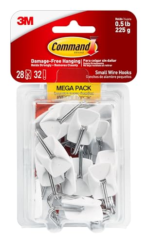 Command 17067-MPES Small Wire Mega Pack Haken, Weiß, 28 Hooks