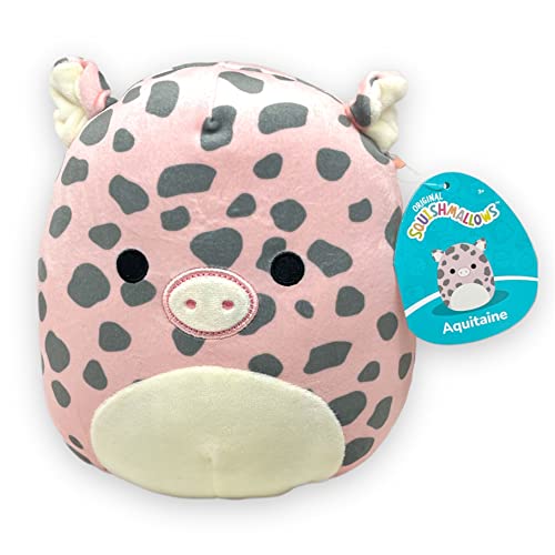 Squishmallow Official Farm Squad Pig Squishy Soft Plush Toy Animals Rare 2022 Release (Aquitaine Pig Pink with Grey Spots) (SQ22-8FAST-UCC)