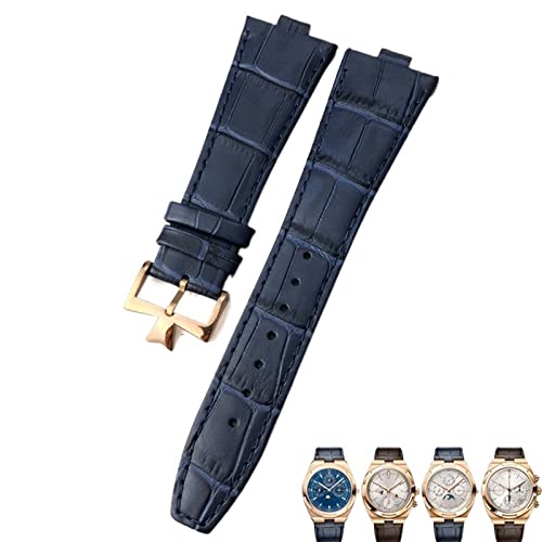 vkeid FKIMKF 25–9 mm echtes Leder-Uhrenarmband mit konvexer Schnittstelle für Vacheron Constantin Overseas, schwarz, blau, braun, Bambusmaserung, Uhrenarmbänder