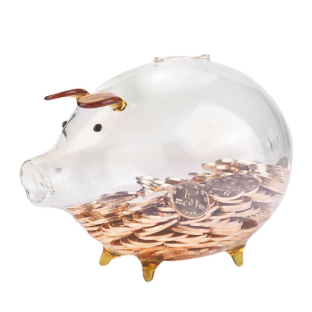 Goick Sparschwein, Transparentes Glas Bank Schwein Sparbüchse, Münzensparer Spardose, Glücksschwein Kinder Geschenke, 500 Münzen Kapazität