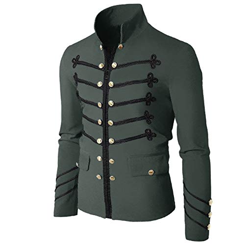 Routinfly Herren Mantel Jacke ,Gothic Embroider Button Mantel Uniform Kostüm Praty Outwear (Grau, XL)