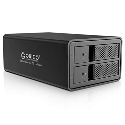 ORICO Festplatten Dockingstation, Externe USB 3.0 zu SATA Dualschacht Festplatten-Dockingstation für 2,5" und 3,5" SATA HDD und SSD, greift als Freiberufler oder im Home Office zu Festplatten 32 TB