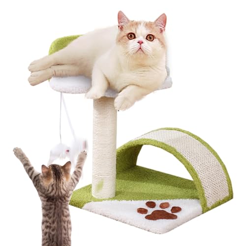 Katzenpfosten für Wohnungskatzen - Katzenkratzbrett,Krallenschleifende Kratzbrücke, Katzenspielzeug, Sisal-Kratzbaumturm mit Katzenspielzeugball für Zuhause Zceplem