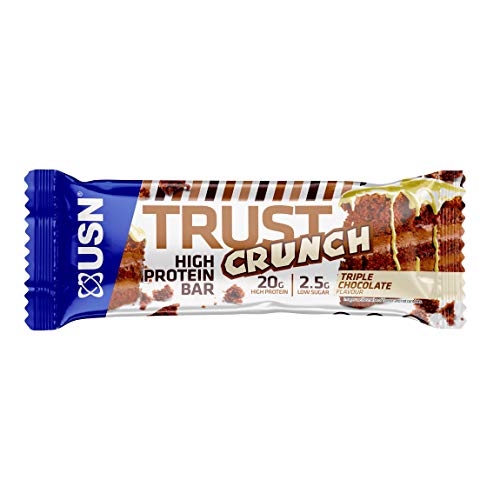 USN Trust Crunch Protein Riegel, Triple Schokolade, 12 x 60g; der leckere und sättigende Snack für die Hosentasche, 20g Protein