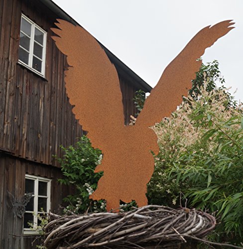 Edelrost Bausatz Adler mit kurzen Metallstäben 75 cm Gartenfigur Greifvogel