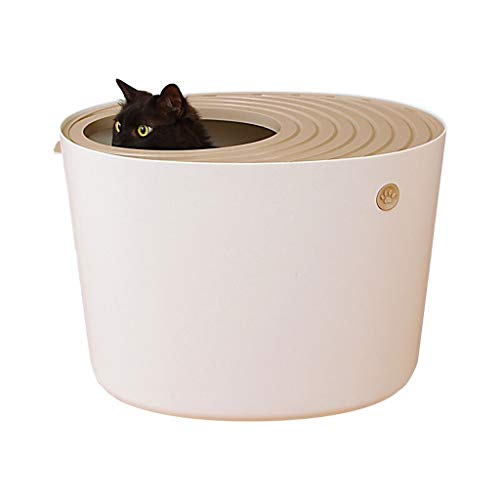 Hohlkapsel Katzenstreubecken Katzentoilette Vollständig geschlossenes Katzenkot-Kit-Set zum Schutz vor Spritzwasser (Color : White, Größe : L)