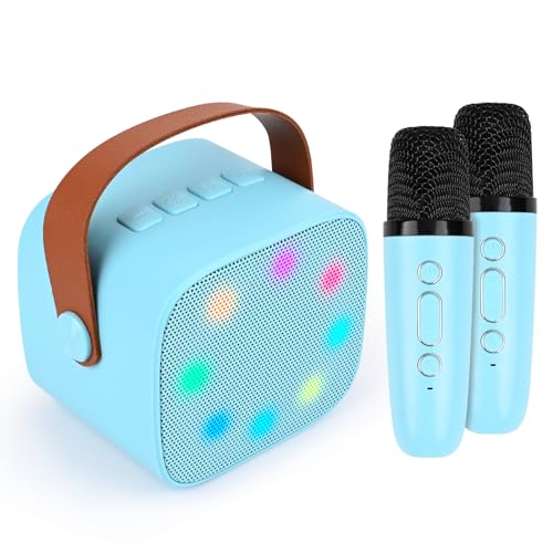 Comius Sharp Karaoke Maschine Kinder mit 2 Drahtlosen Mikrofonen, Tragbarer Karaoke Mikrofon für Kinder mit Stimme wechselnde Effekte & LED-Lichter Jungen Mädchen Geschenke Heimparty