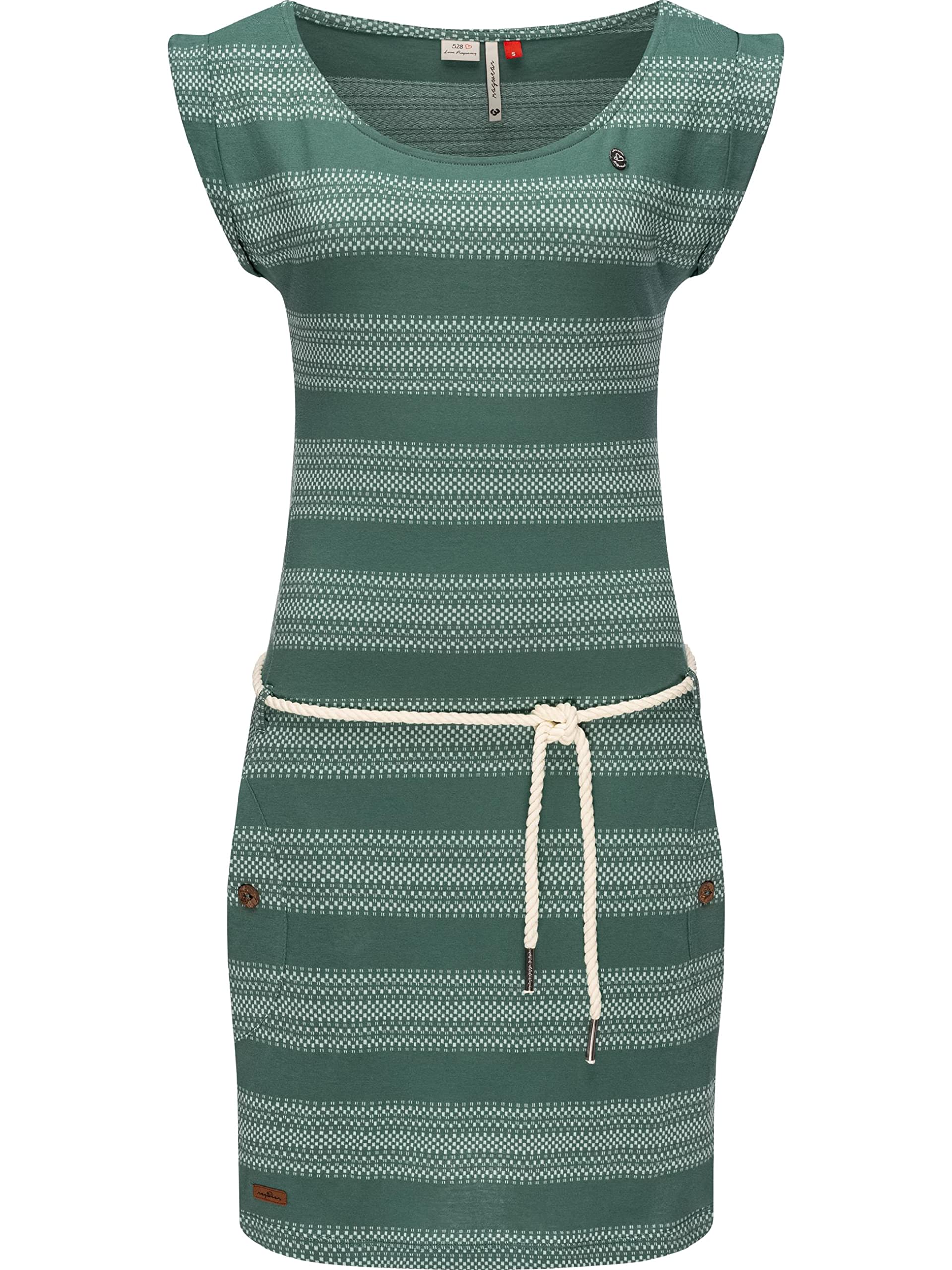 Ragwear Damen Kleid Sommerkleid kurz Blockstripes Intl. Dusty Green Gr. XL